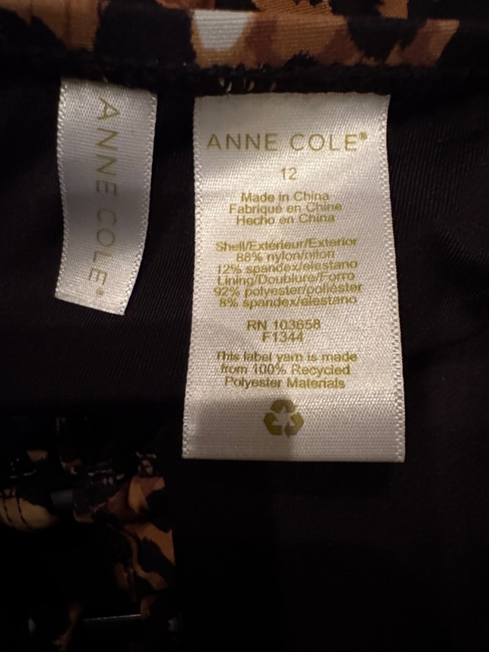 Anne Cole Leopard-Print One-Piece Swimsuit - Brown/Black - Size 12 NWT - Picture 5 of 8